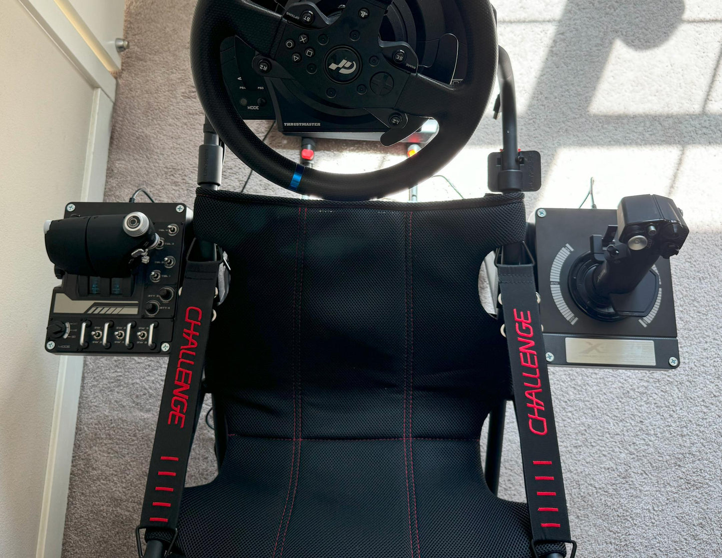 HOTAS Mounting Bracket for Playseat Challenge or Challenge X Logitech | mounting holes for Logitech X52, X56, VKB Gladiator EVO, Flight sim
