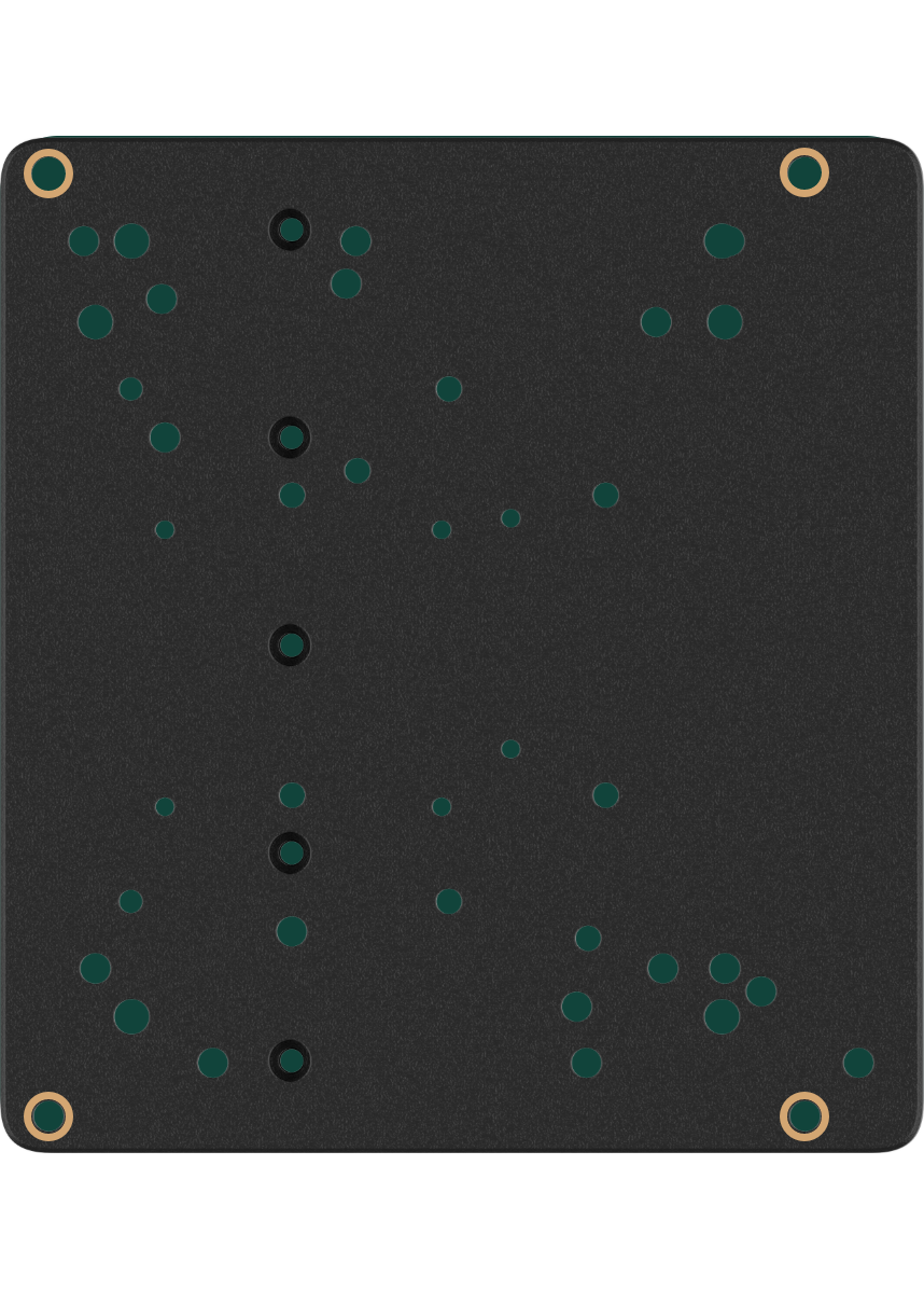 Mounting chart for Logitech X52 with the matching holes highlighted