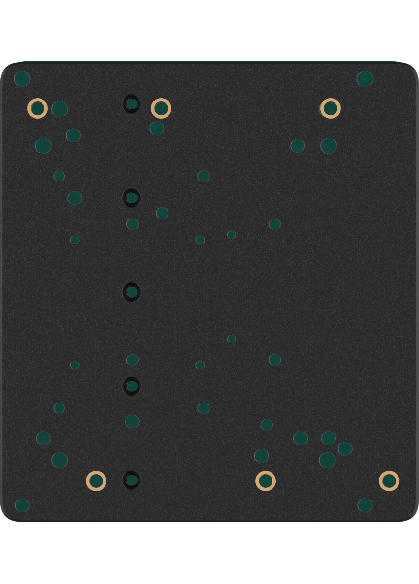 Mounting chart for Thrustmaster TCA Quadrant with the matching holes highlighted