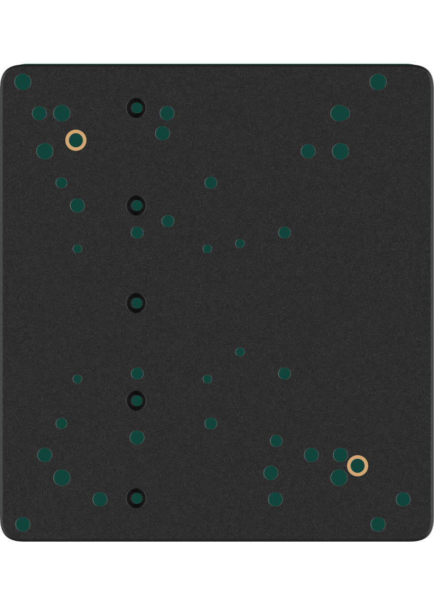 Mounting chart for Thrustmaster TWCS Throttle with the matching holes highlighted