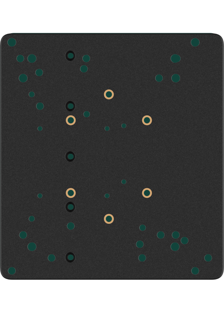 Mounting chart for TurtleBeach Velocity One Flight Deck with the matching holes highlighted