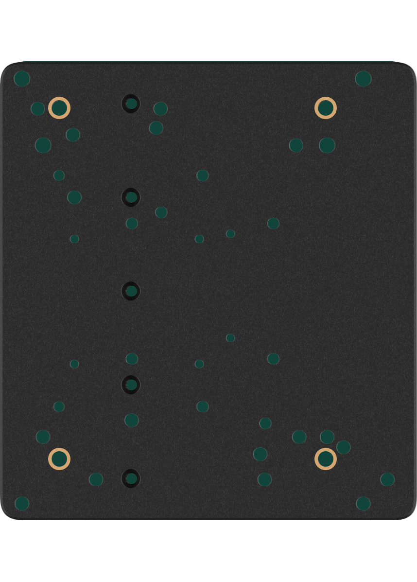 Mounting chart for VKB NXT Gladiator with the matching holes highlighted